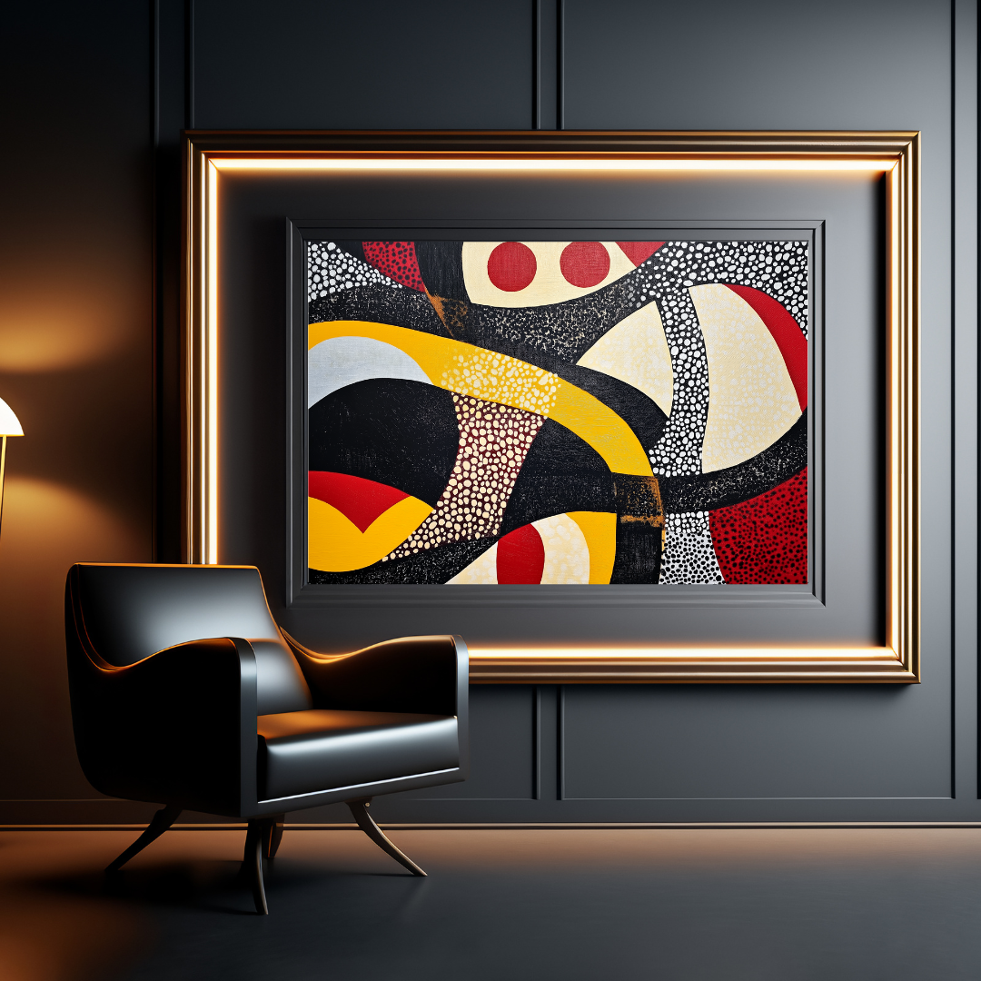 Modern Abstract Framed Art - Vibrant Geometry in Luxe Black Frame